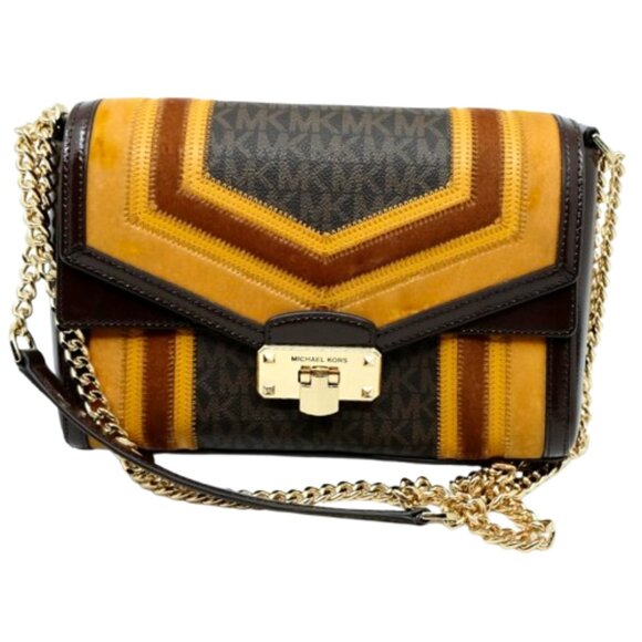 MICHAEL KORS~Kinsley~Medium Flap Crossbody Shoulder Bag~ Marigold Multi Color - Picture 1 of 8